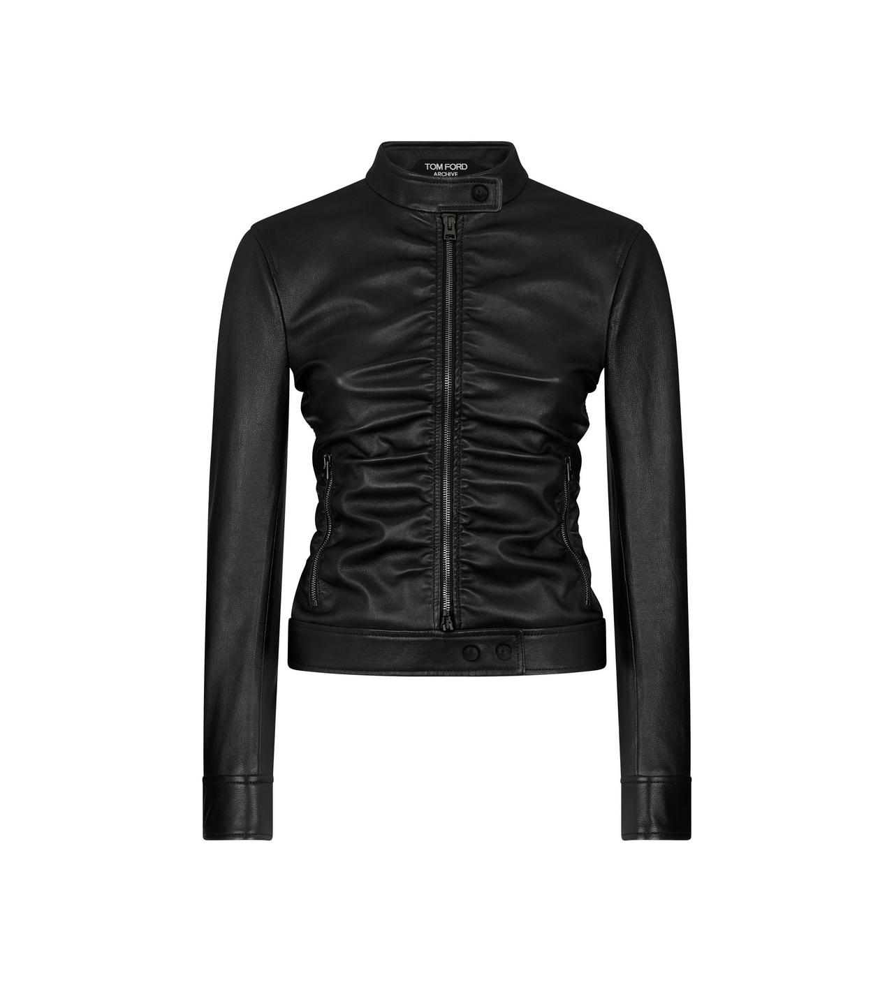 STRETCH PLONGE RUCHED BIKER JACKET image number 0