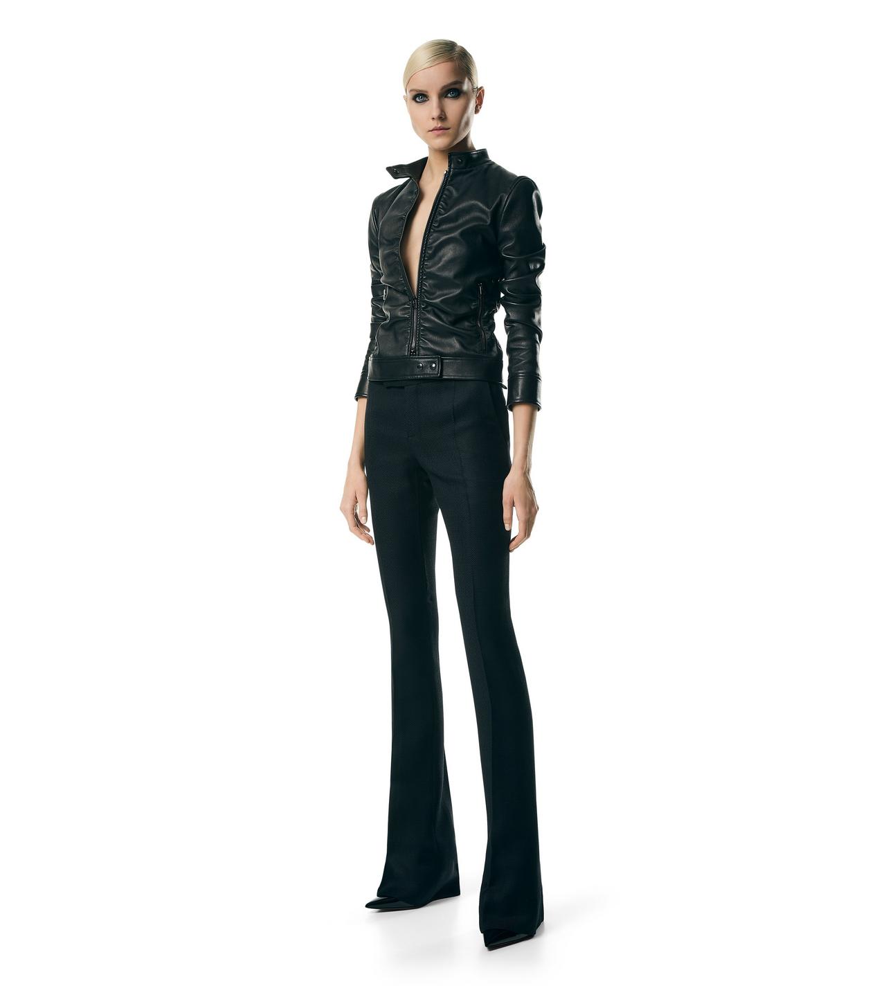 STRETCH PLONGE RUCHED BIKER JACKET image number 3