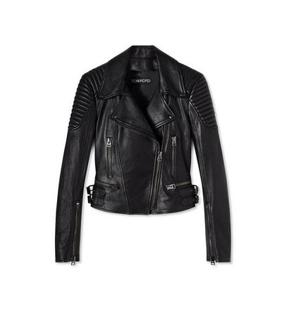 LEATHER FITTED BIKER JACKET image number 0