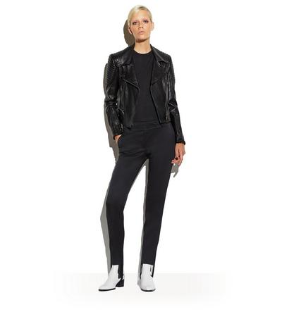 Women's Black Leather Jacket With Gunmetal Zipper 