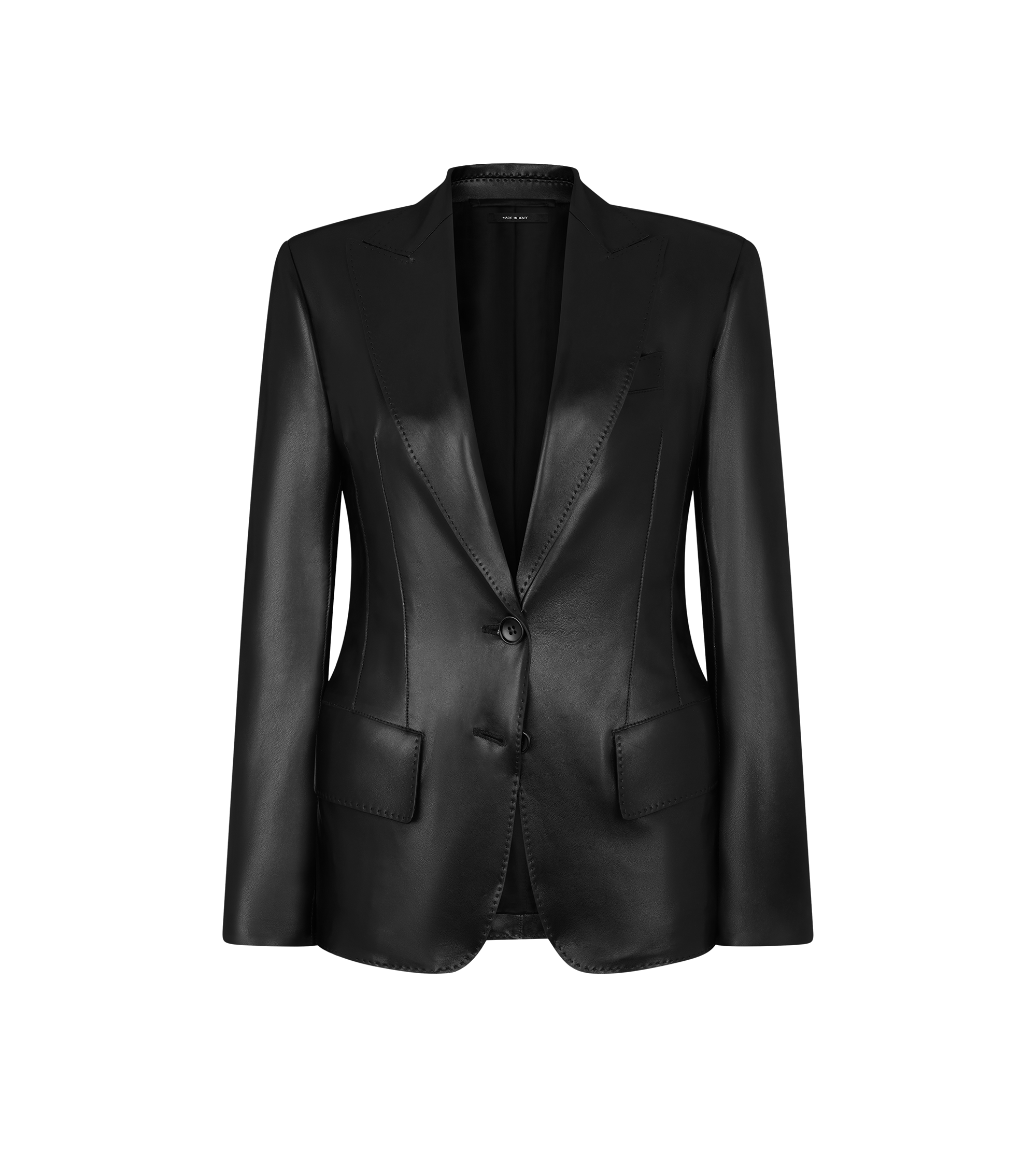 PEAK LAPEL LEATHER JACKET