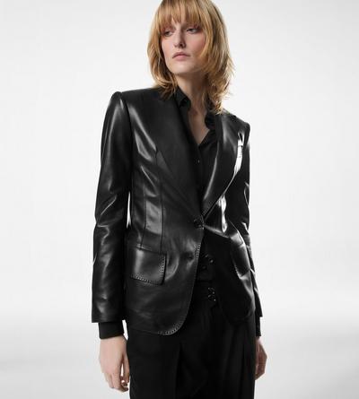 PEAK LAPEL LEATHER JACKET image number 1