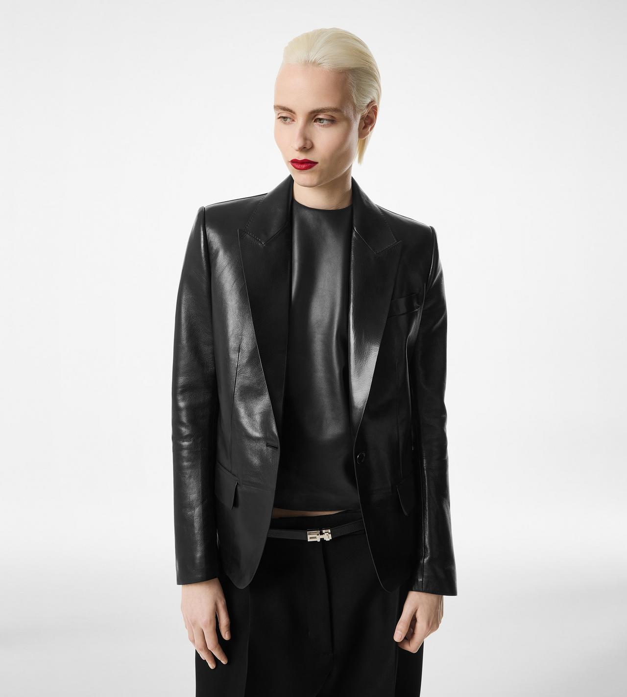 SILKY GUANTERIA LEATHER SINGLE BREASTED JACKET image number 3