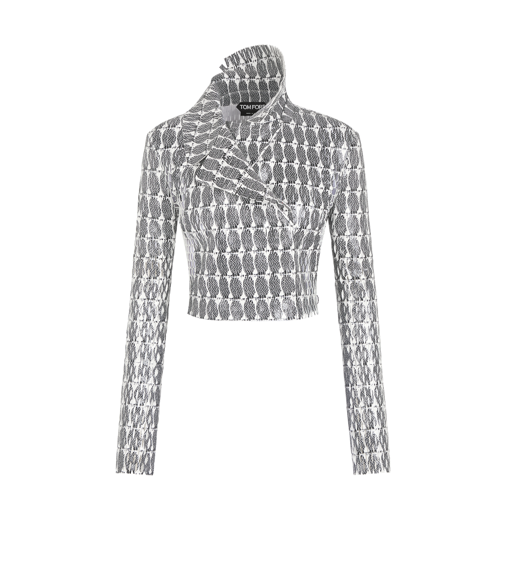 PRINTED PERFORATED LEATHER DOUBLE BREASTED JACKET