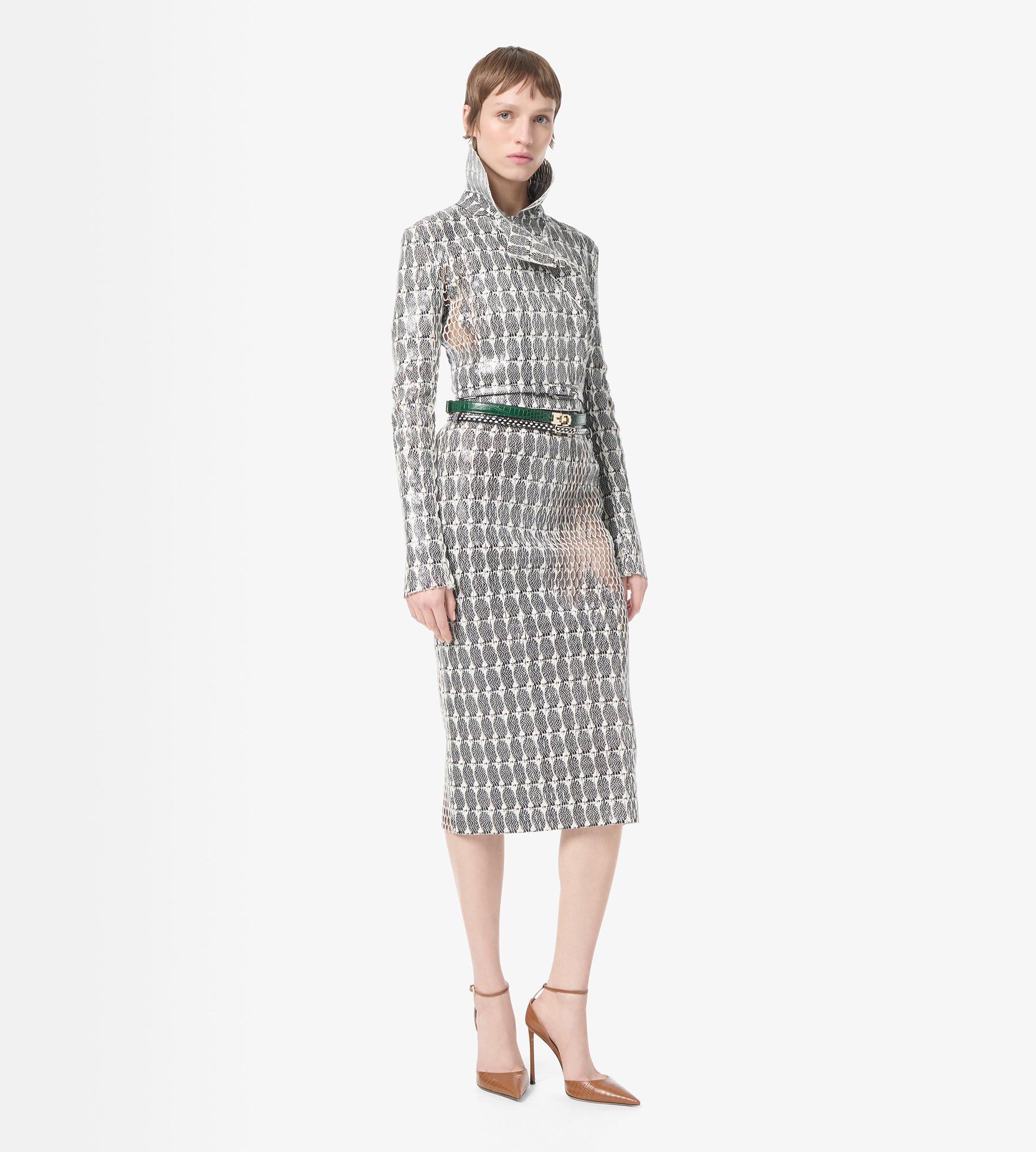 PRINTED PERFORATED LEATHER DOUBLE BREASTED JACKET