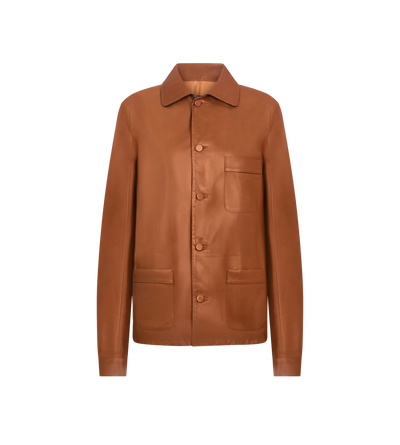 TOM FORD LEATHER COGNAC LIGHTWEIGHT LEATHER PAJAMA SHIRT
