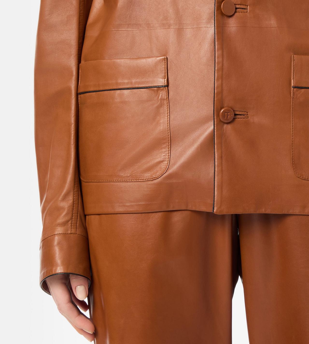TOM FORD LEATHER COGNAC LIGHTWEIGHT LEATHER PAJAMA SHIRT