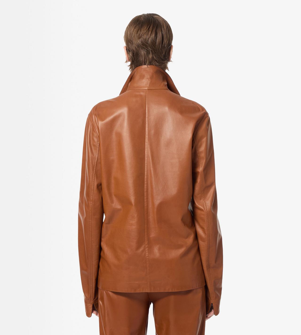 TOM FORD LEATHER COGNAC LIGHTWEIGHT LEATHER PAJAMA SHIRT