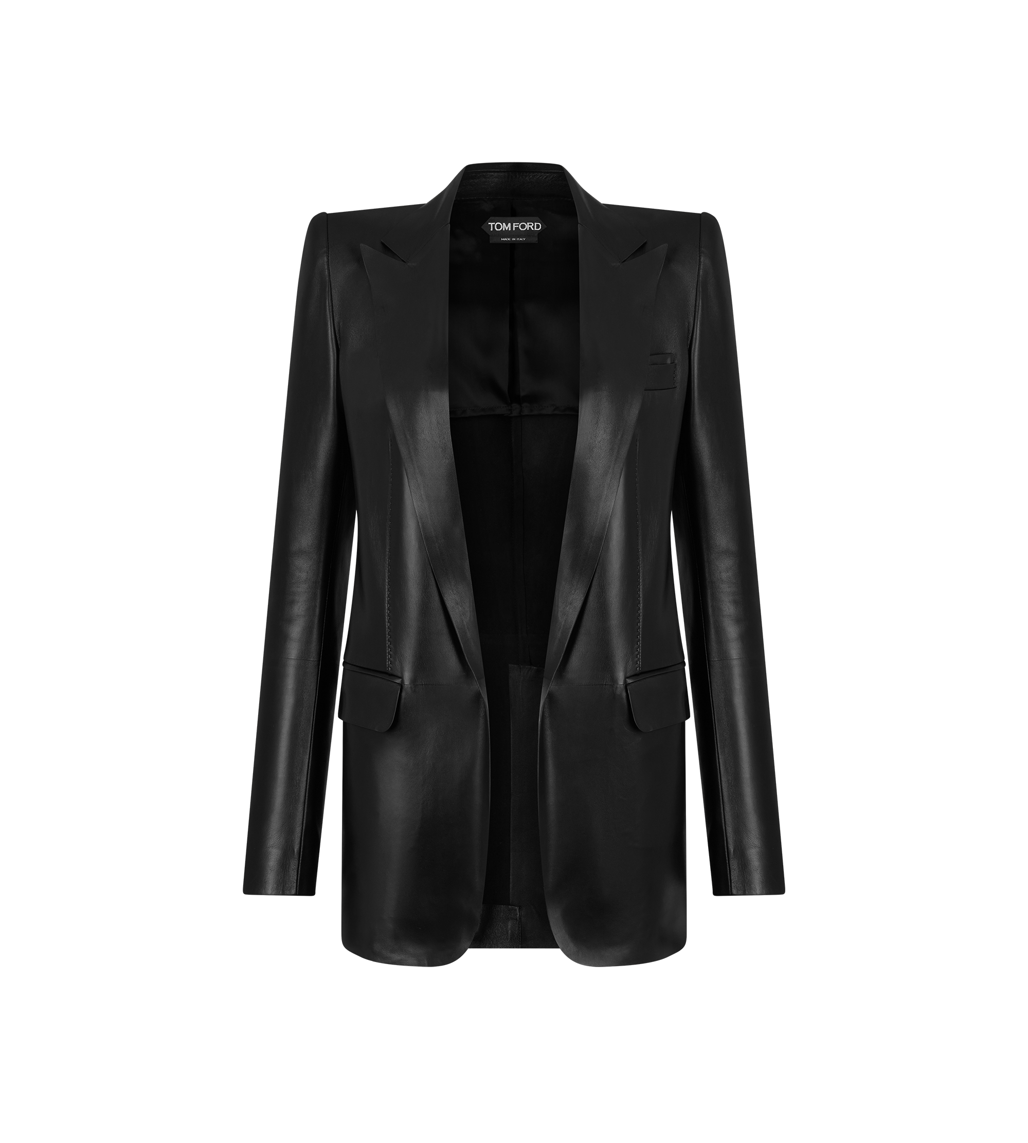 SILKY GUANTERIA LEATHER SINGLE BREASTED PEAK LAPEL JACKET