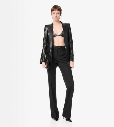 TOM FORD LEATHER BLACK SILKY GUANTERIA LEATHER SINGLE BREASTED PEAK LAPEL JACKET