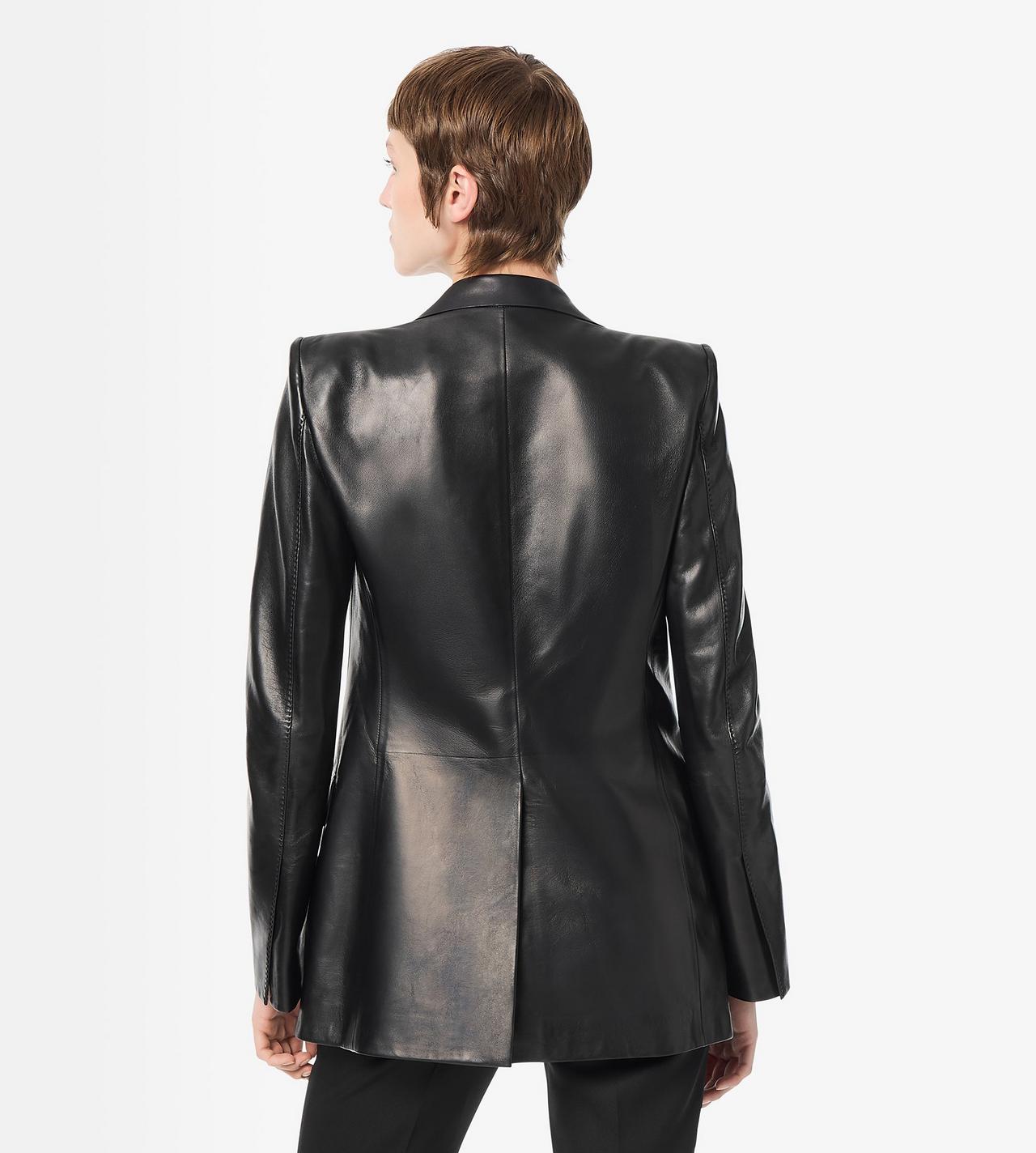 TOM FORD LEATHER BLACK SILKY GUANTERIA LEATHER SINGLE BREASTED PEAK LAPEL JACKET