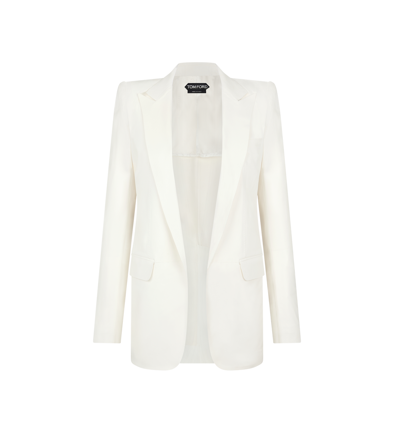 TOM FORD LEATHER OFF WHITE SILKY GUANTERIA LEATHER SINGLE BREASTED PEAK LAPEL JACKET