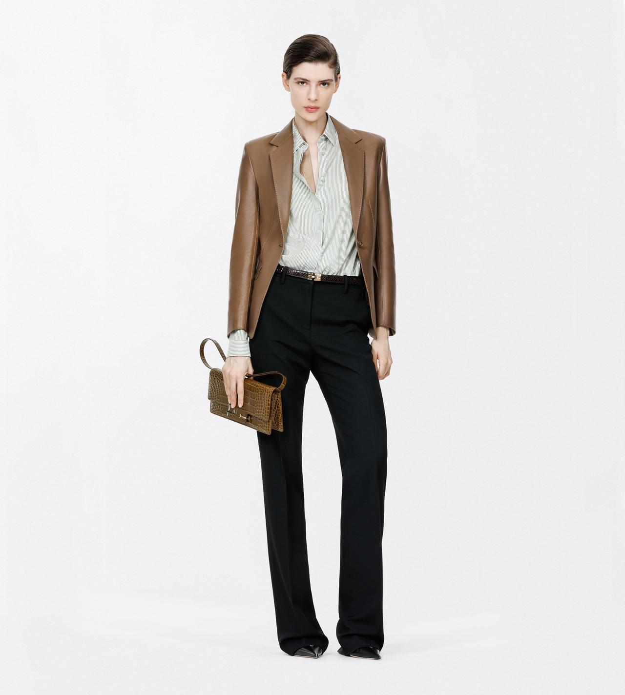TOM FORD LEATHER TAUPE GUANTERIA LEATHER SINGLE BREASTED JACKET