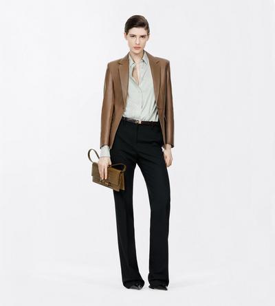TOM FORD LEATHER TAUPE GUANTERIA LEATHER SINGLE BREASTED JACKET