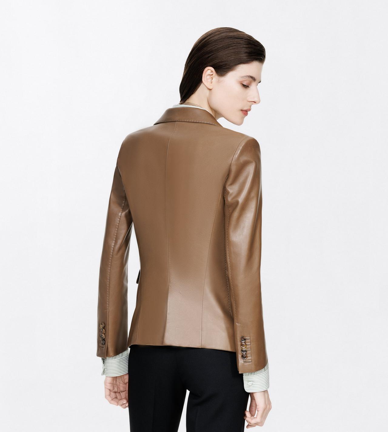 TOM FORD LEATHER TAUPE GUANTERIA LEATHER SINGLE BREASTED JACKET