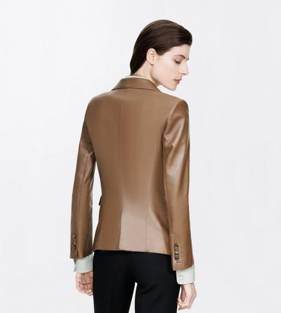 TOM FORD LEATHER TAUPE GUANTERIA LEATHER SINGLE BREASTED JACKET