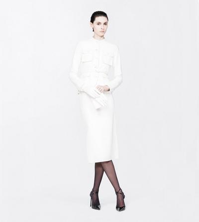 TOM FORD LEATHER OFF WHITE GUANTERIA LEATHER PETITE JACKET WITH PATCH POCKETS