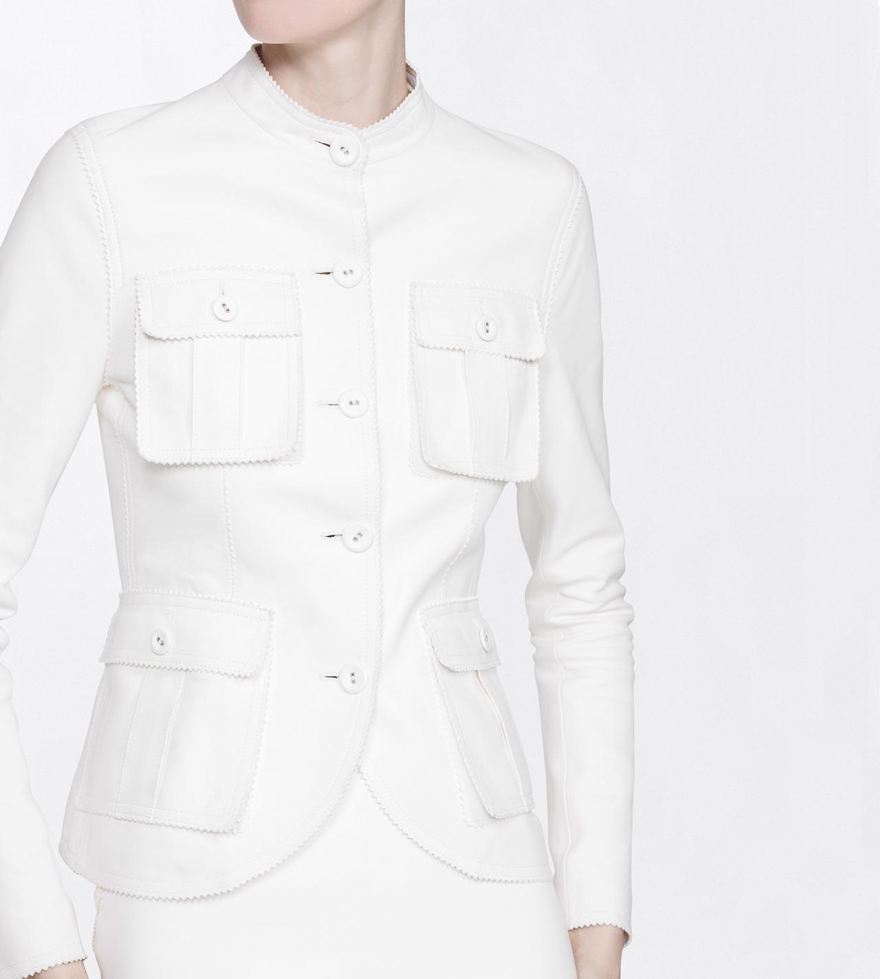 TOM FORD LEATHER OFF WHITE GUANTERIA LEATHER PETITE JACKET WITH PATCH POCKETS