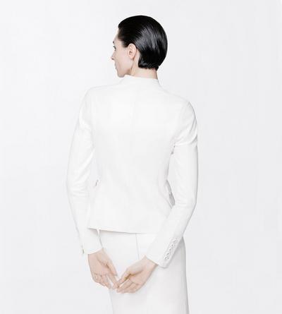 TOM FORD LEATHER OFF WHITE GUANTERIA LEATHER PETITE JACKET WITH PATCH POCKETS