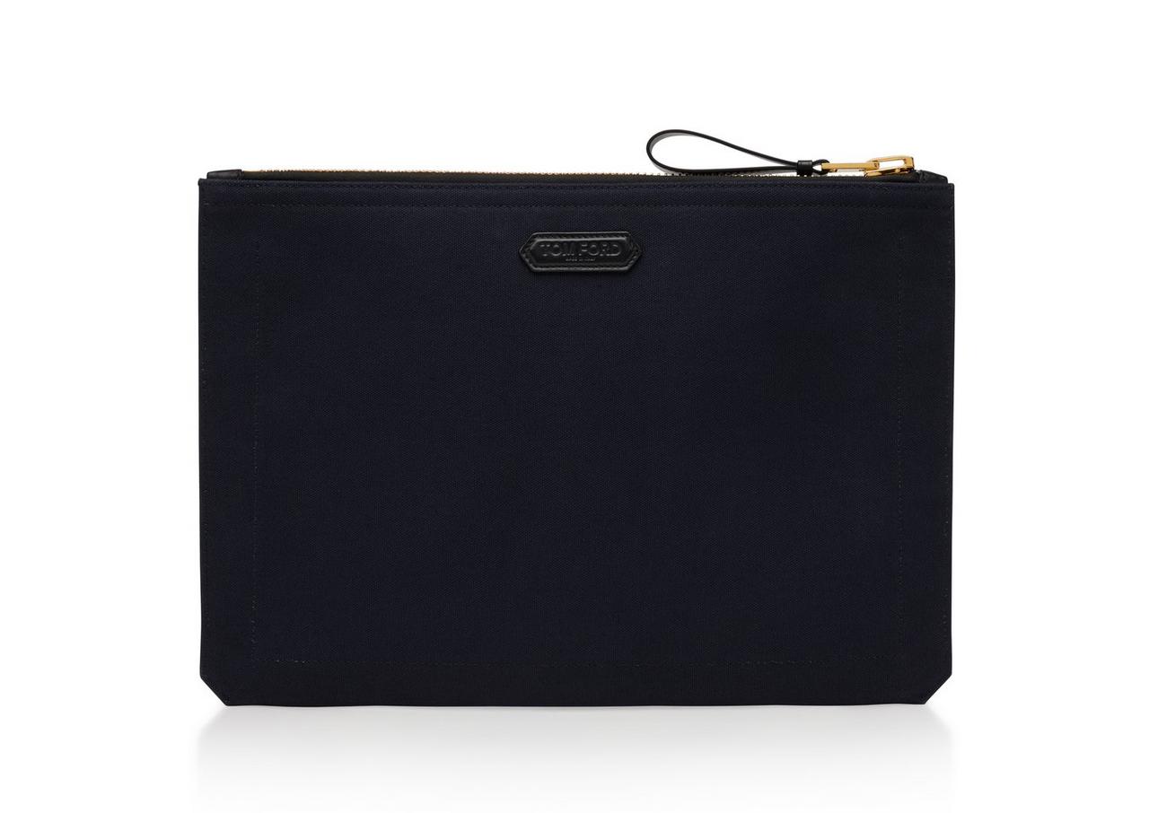Tom Ford Buckley Men's Midnight Blue Leather Zip Pouch Bag New