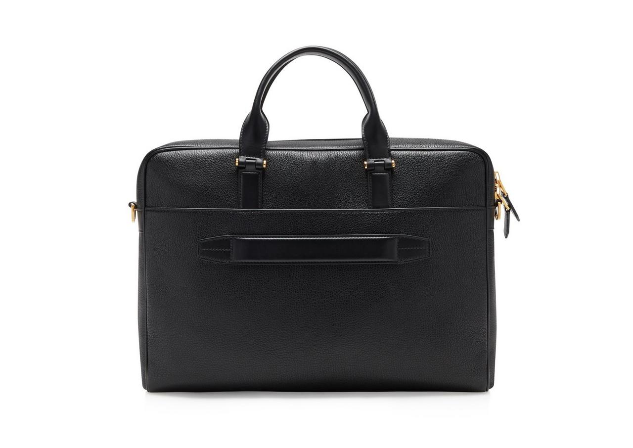 GRAIN LEATHER SLIM BRIEFCASE WITH SHOULDER STRAP image number 2