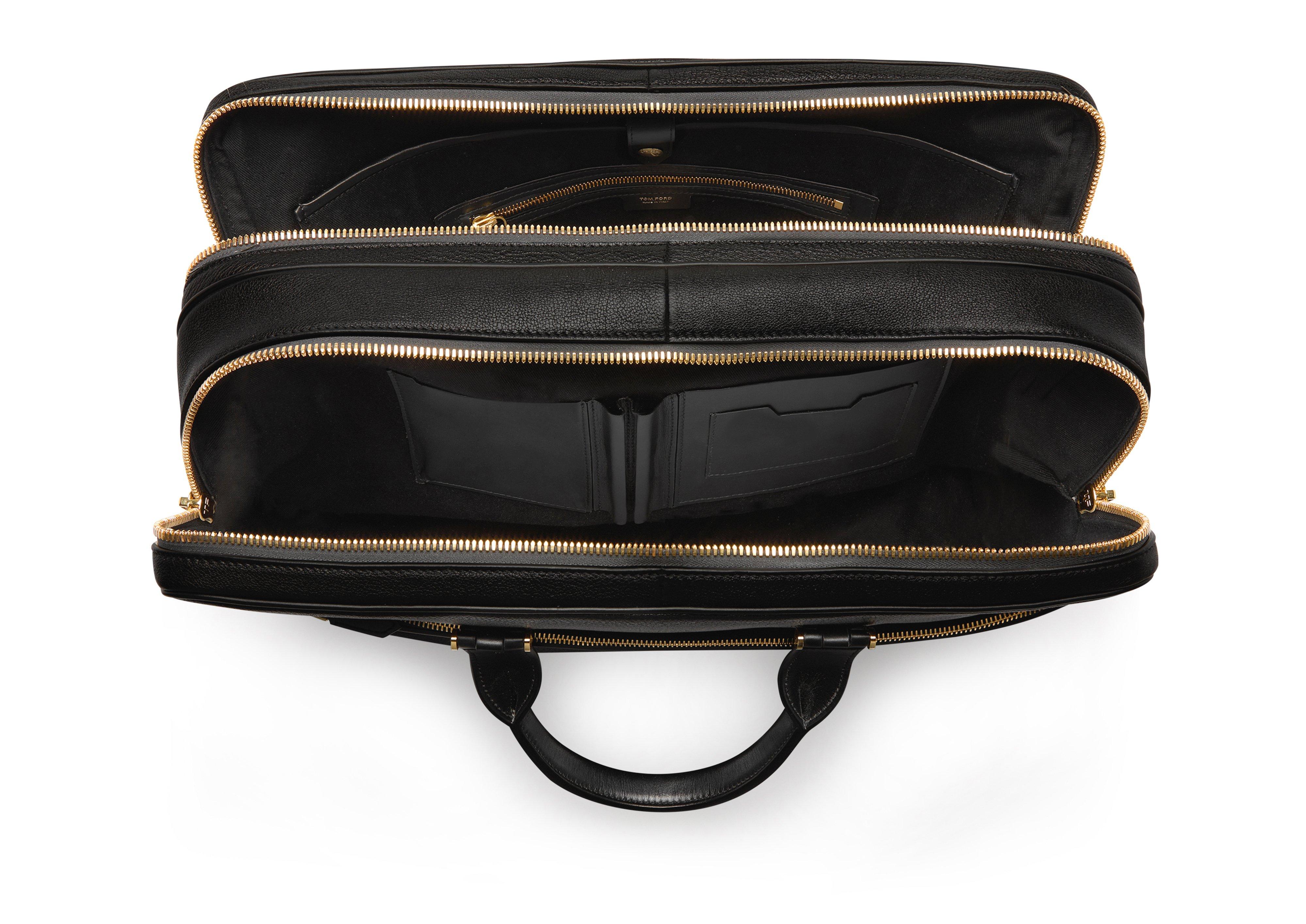 GRAIN LEATHER DOUBLE ZIP BRIEFCASE | TOM FORD Fashion