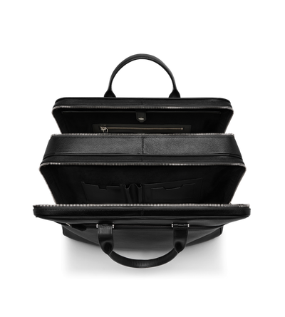 GRAIN LEATHER DOUBLE ZIP BRIEFCASE image number 3