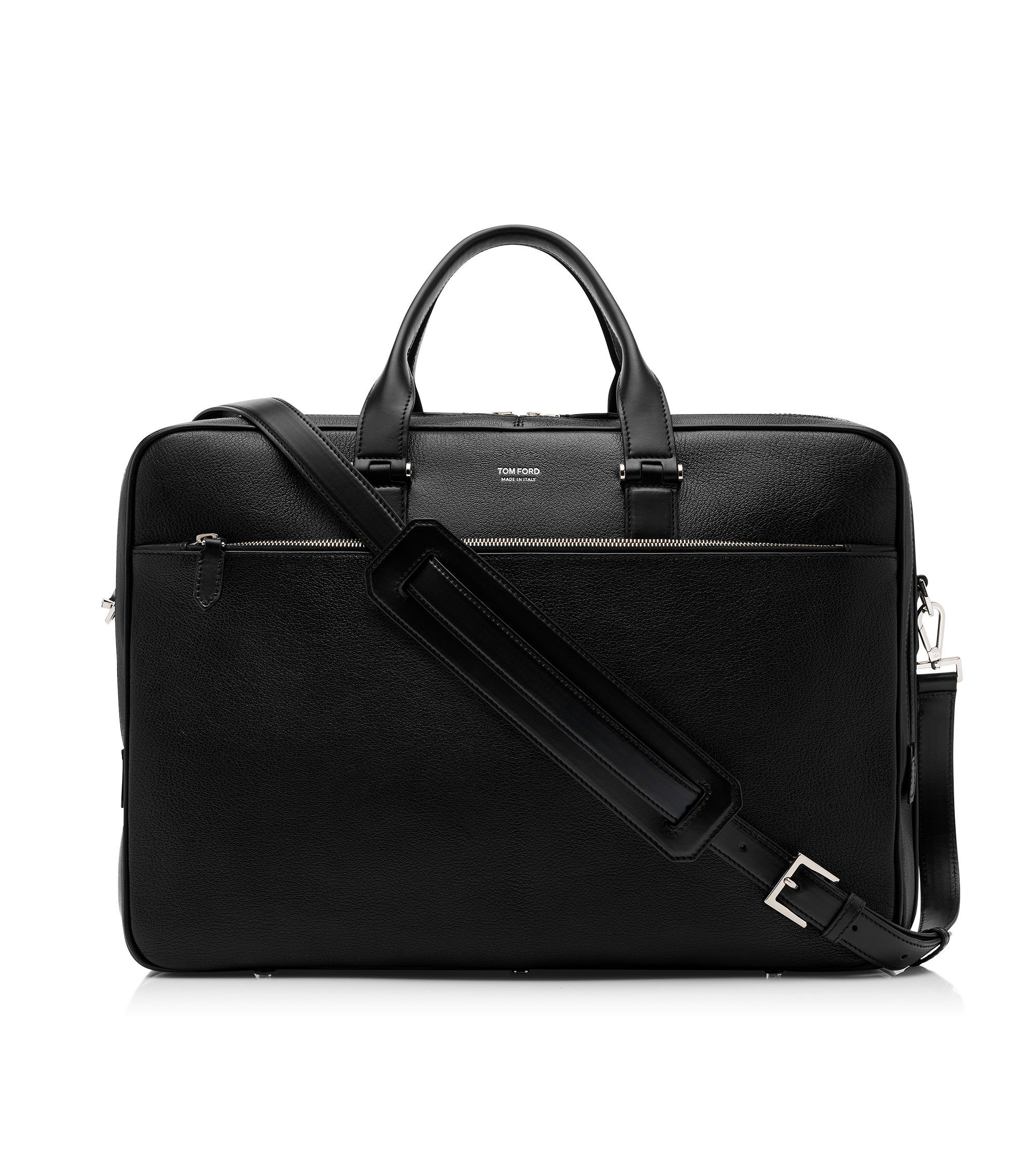 GRAIN LEATHER DOUBLE ZIP BRIEFCASE