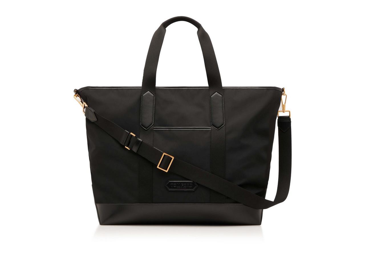 Nylon and leather clearance tote