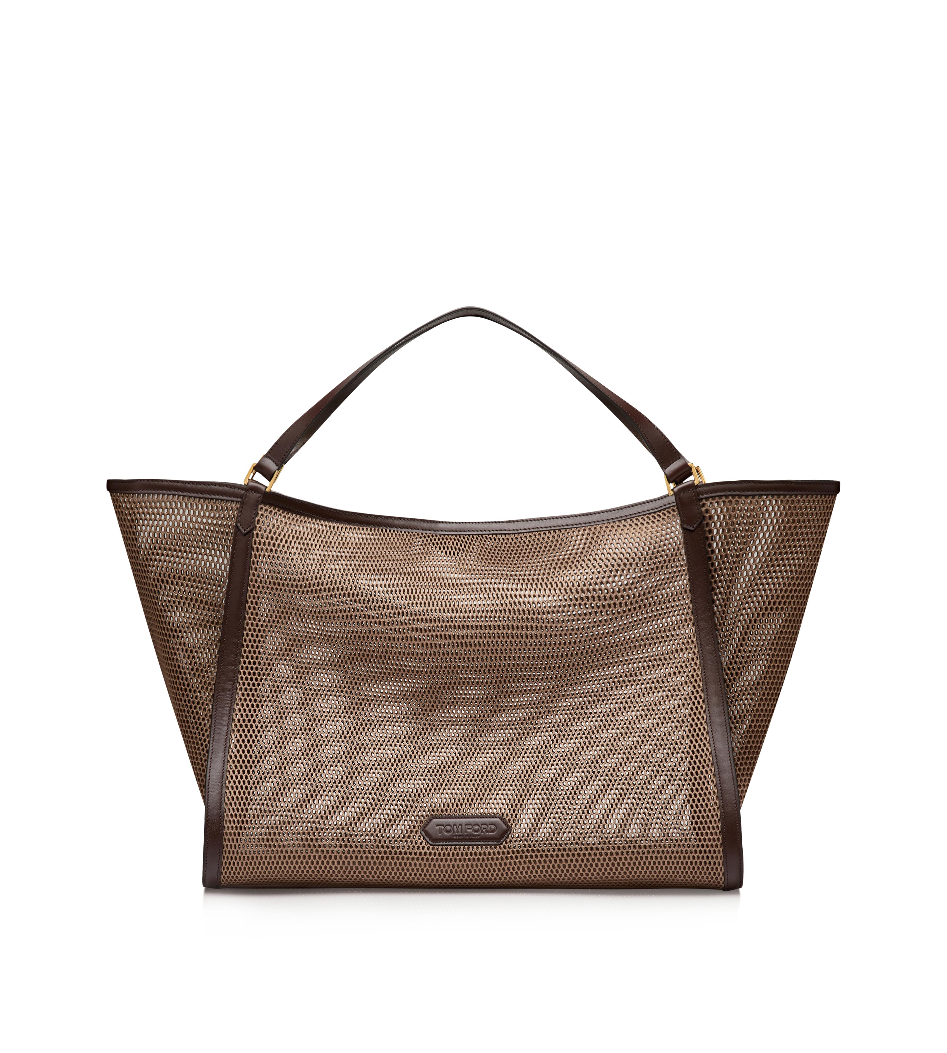MESH AND SMOOTH LEATHER LARGE TOTE