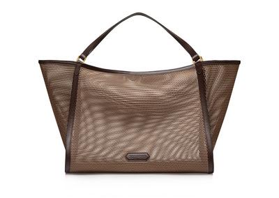 MESH AND SMOOTH LEATHER LARGE TOTE image number 0