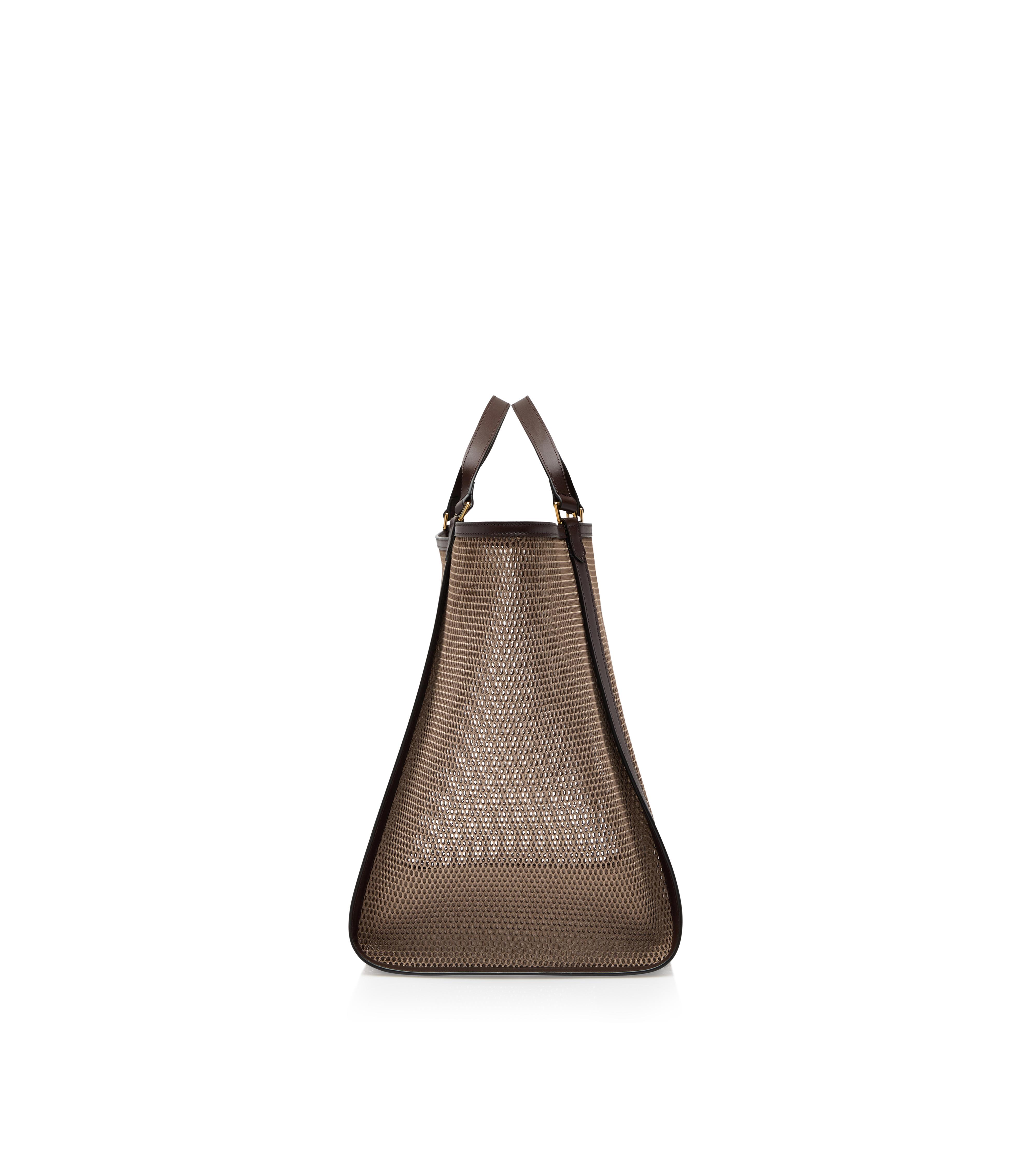 MESH AND SMOOTH LEATHER LARGE TOTE
