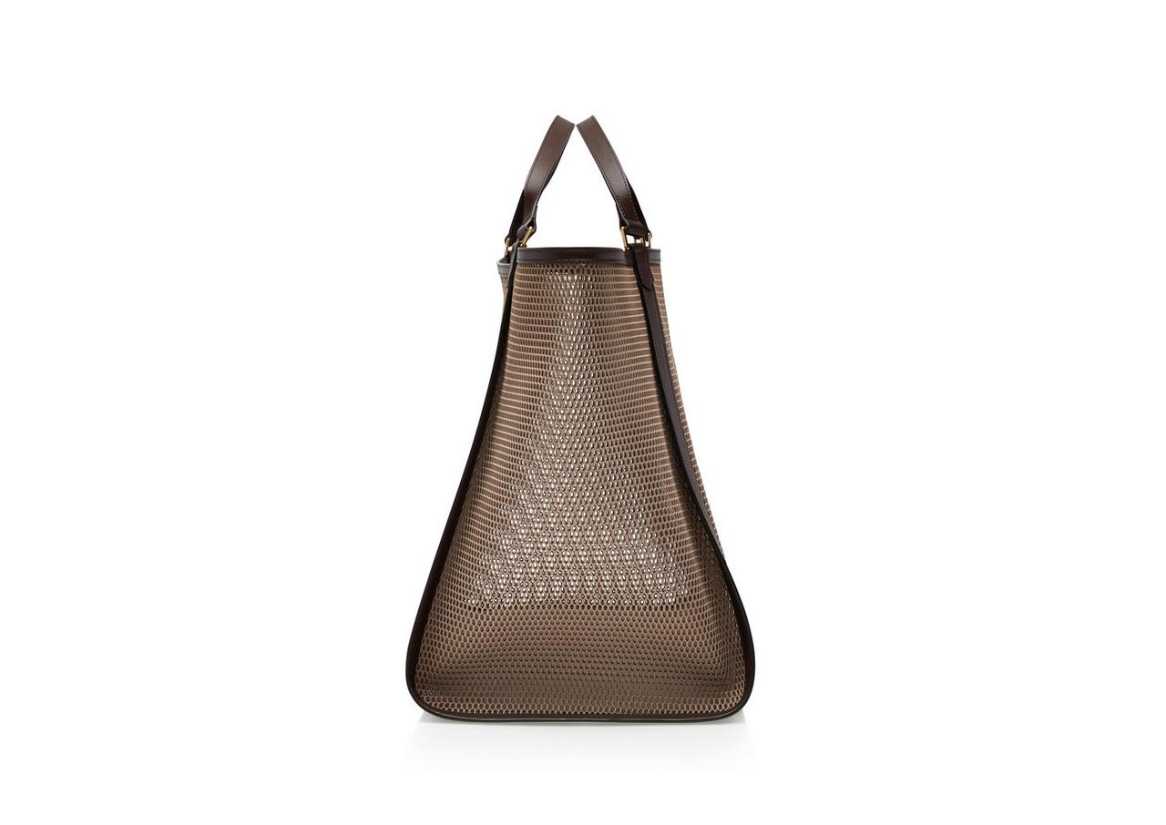 MESH AND SMOOTH LEATHER LARGE TOTE image number 1