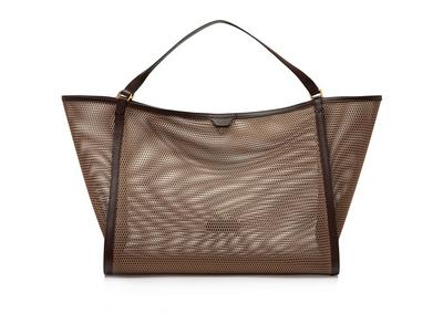 MESH AND SMOOTH LEATHER LARGE TOTE image number 2