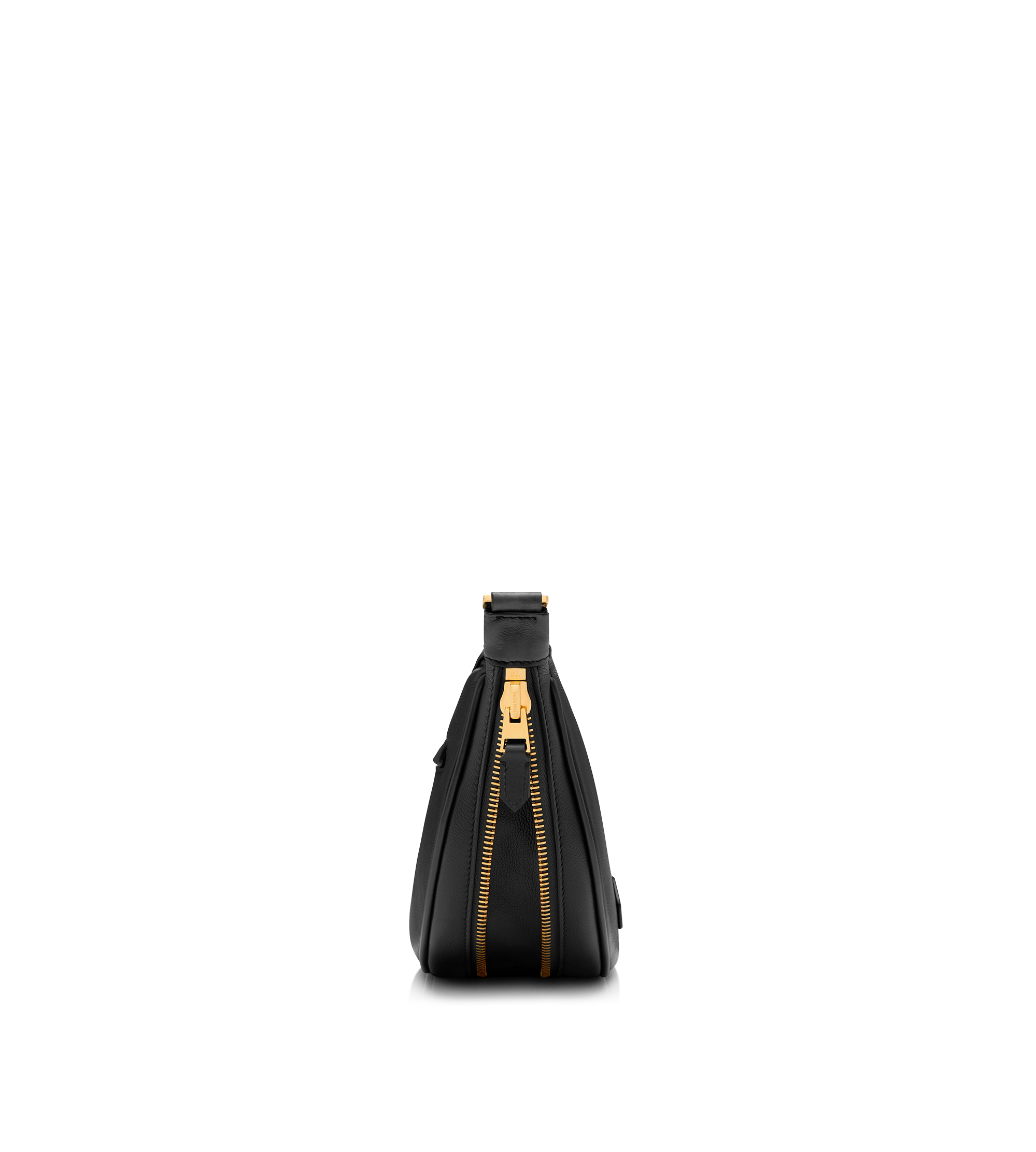 SMOOTH LEATHER ZIP CRESCENT BAG