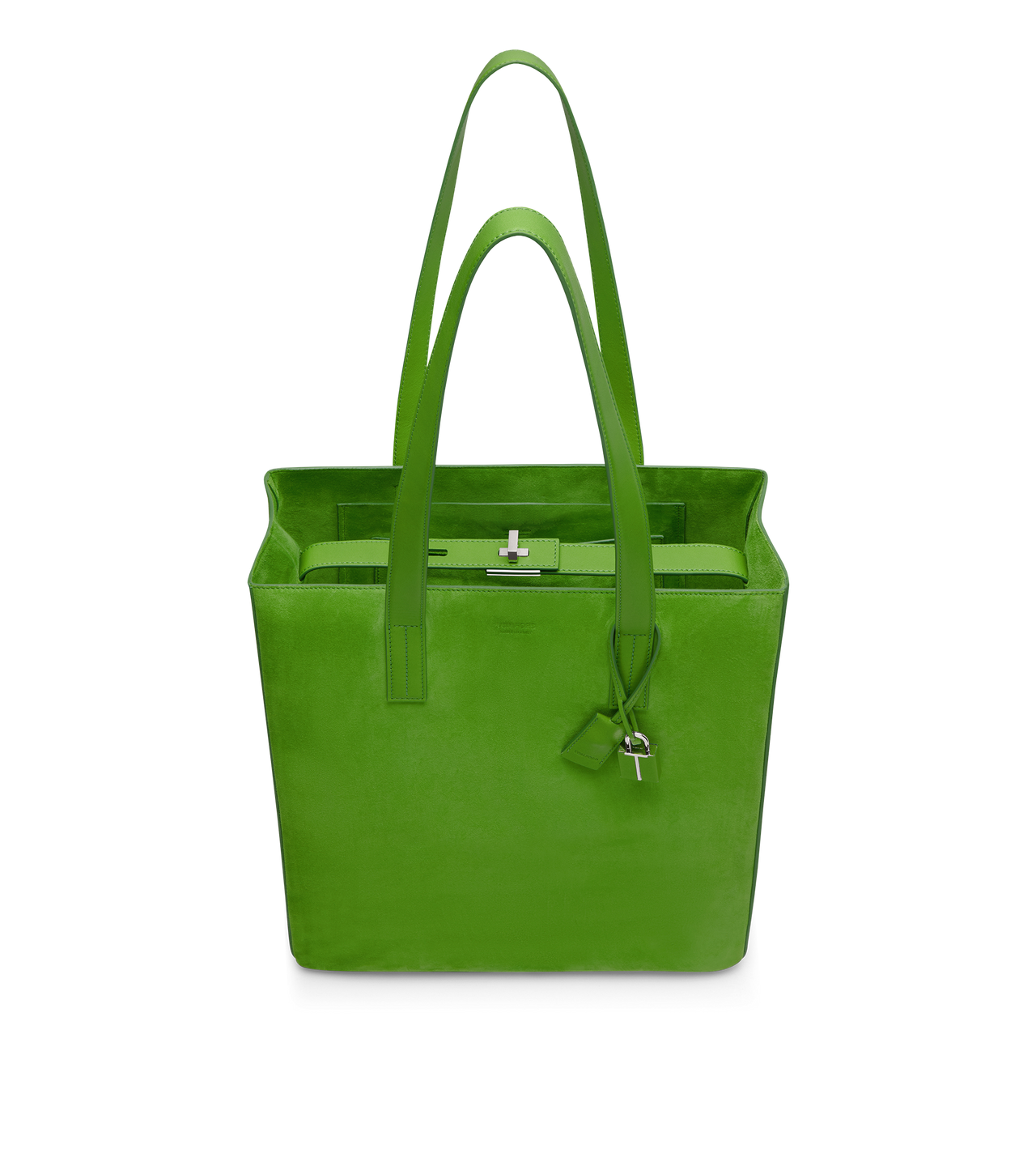 TOM FORD LEATHER SUMMER GREEN CASHMERE SUEDE NORTH SOUTH TOTE