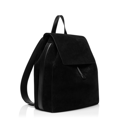 PERFORATED CASHMERE SUEDE T-LINE FLAP BACKPACK image number 1