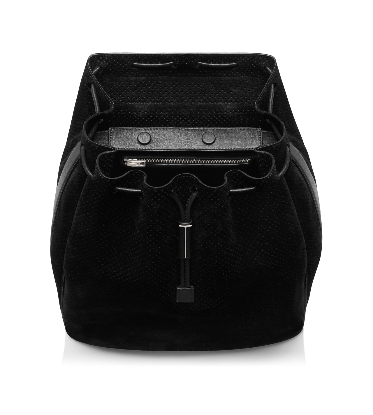 PERFORATED CASHMERE SUEDE T-LINE FLAP BACKPACK image number 2