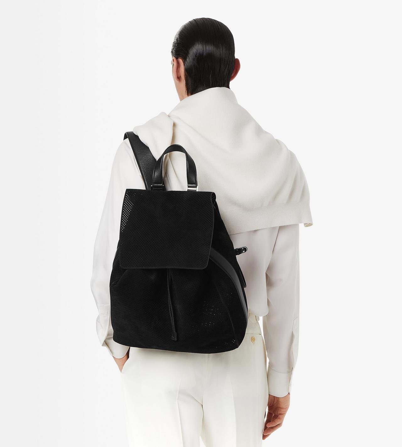 PERFORATED CASHMERE SUEDE T-LINE FLAP BACKPACK image number 4