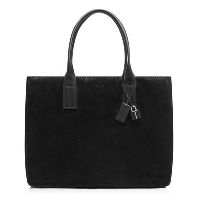 PERFORATED CASHMERE SUEDE T-LINE EAST-WEST TOTE image number 0
