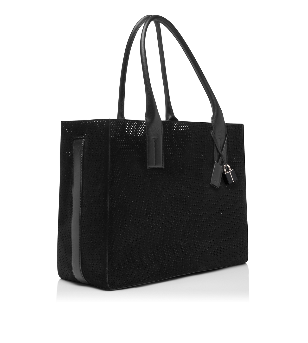 PERFORATED CASHMERE SUEDE T-LINE EAST-WEST TOTE image number 1