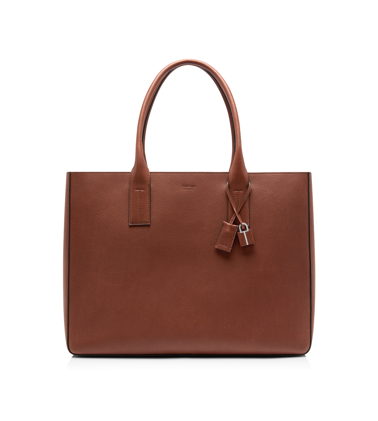 TOM FORD LEATHER BRUNETTE GRAIN LEATHER T-LINE EAST-WEST TOTE