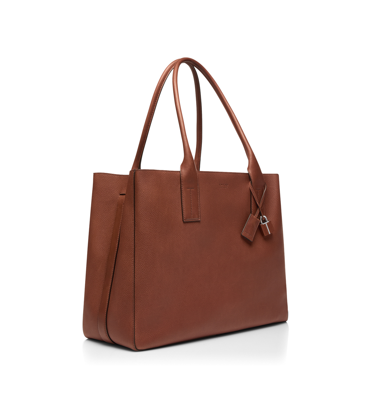 TOM FORD LEATHER BRUNETTE GRAIN LEATHER T-LINE EAST-WEST TOTE