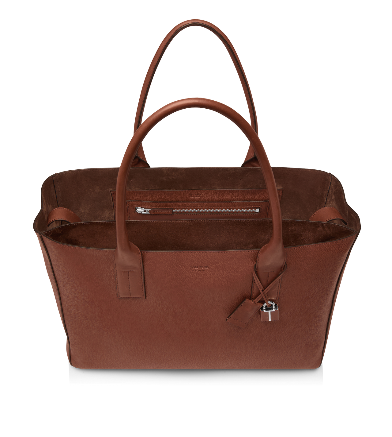 TOM FORD LEATHER BRUNETTE GRAIN LEATHER T-LINE EAST-WEST TOTE