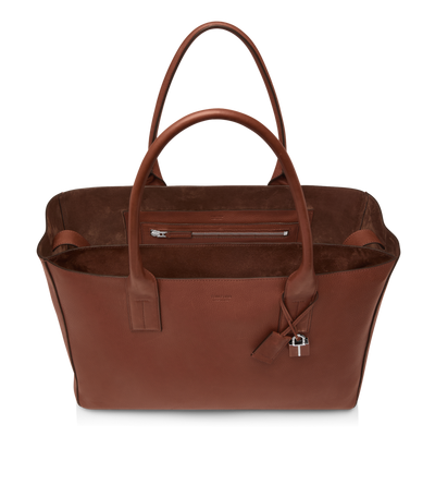 TOM FORD LEATHER BRUNETTE GRAIN LEATHER T-LINE EAST-WEST TOTE