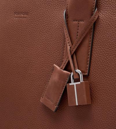 TOM FORD LEATHER BRUNETTE GRAIN LEATHER T-LINE EAST-WEST TOTE