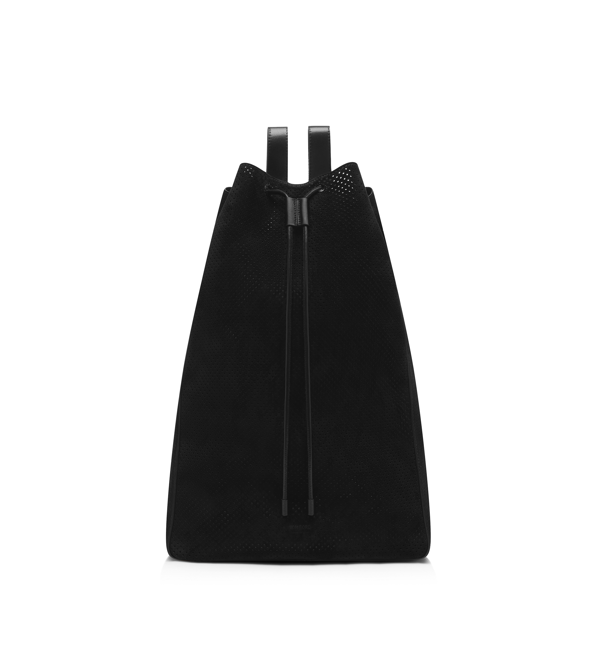 PERFORATED CASHMERE SUEDE T-LINE DRAWSTRING SAC