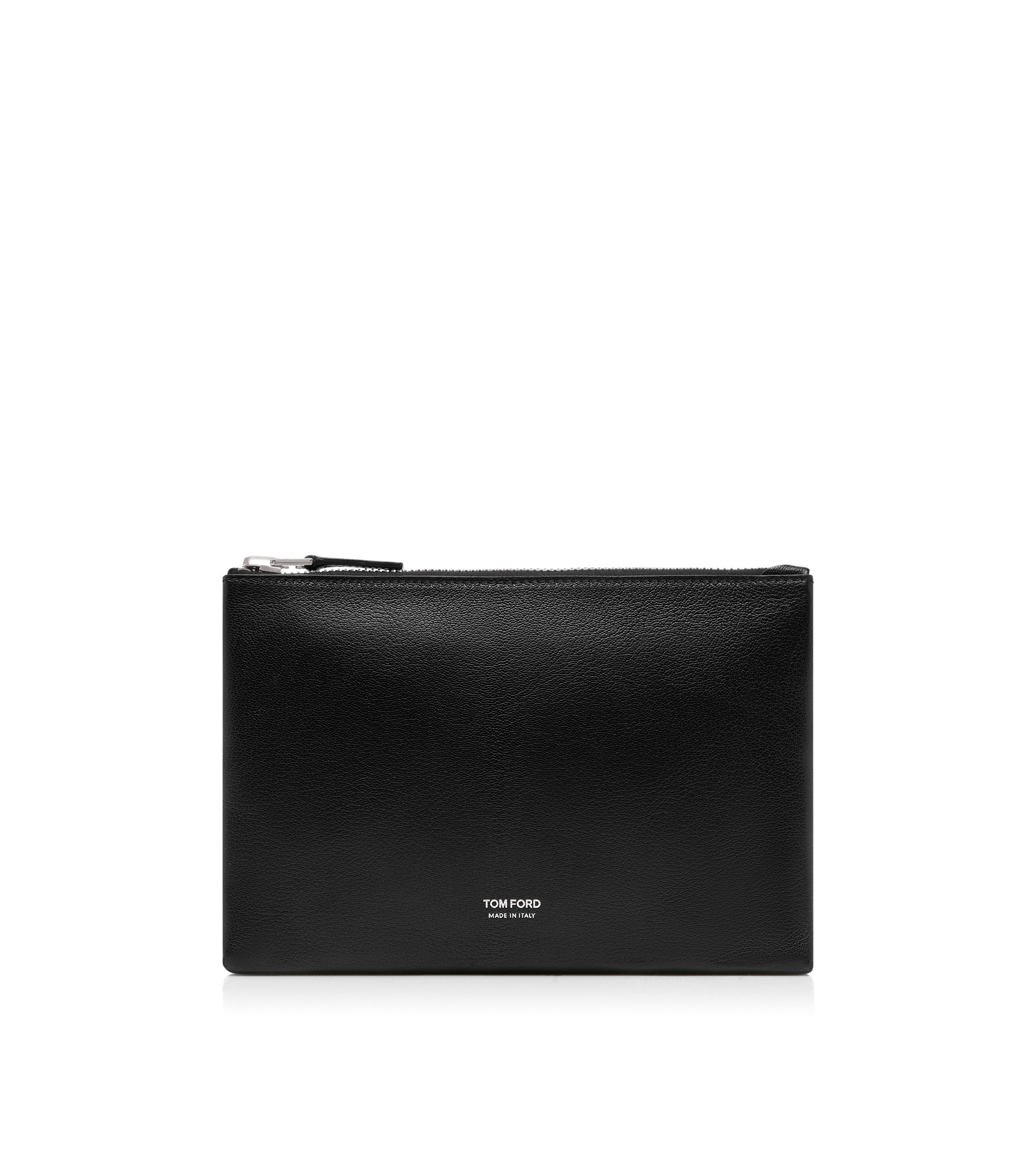 GRAIN LEATHER MINIMAL SLIM POUCH WITH WRISTLET