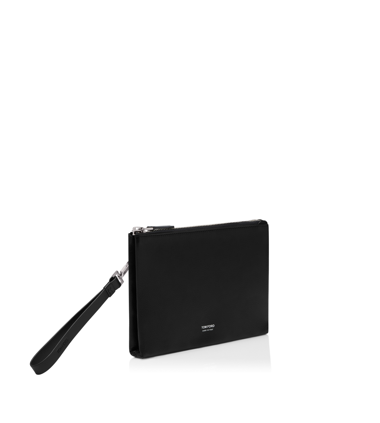 GRAIN LEATHER MINIMAL SLIM POUCH WITH WRISTLET image number 1