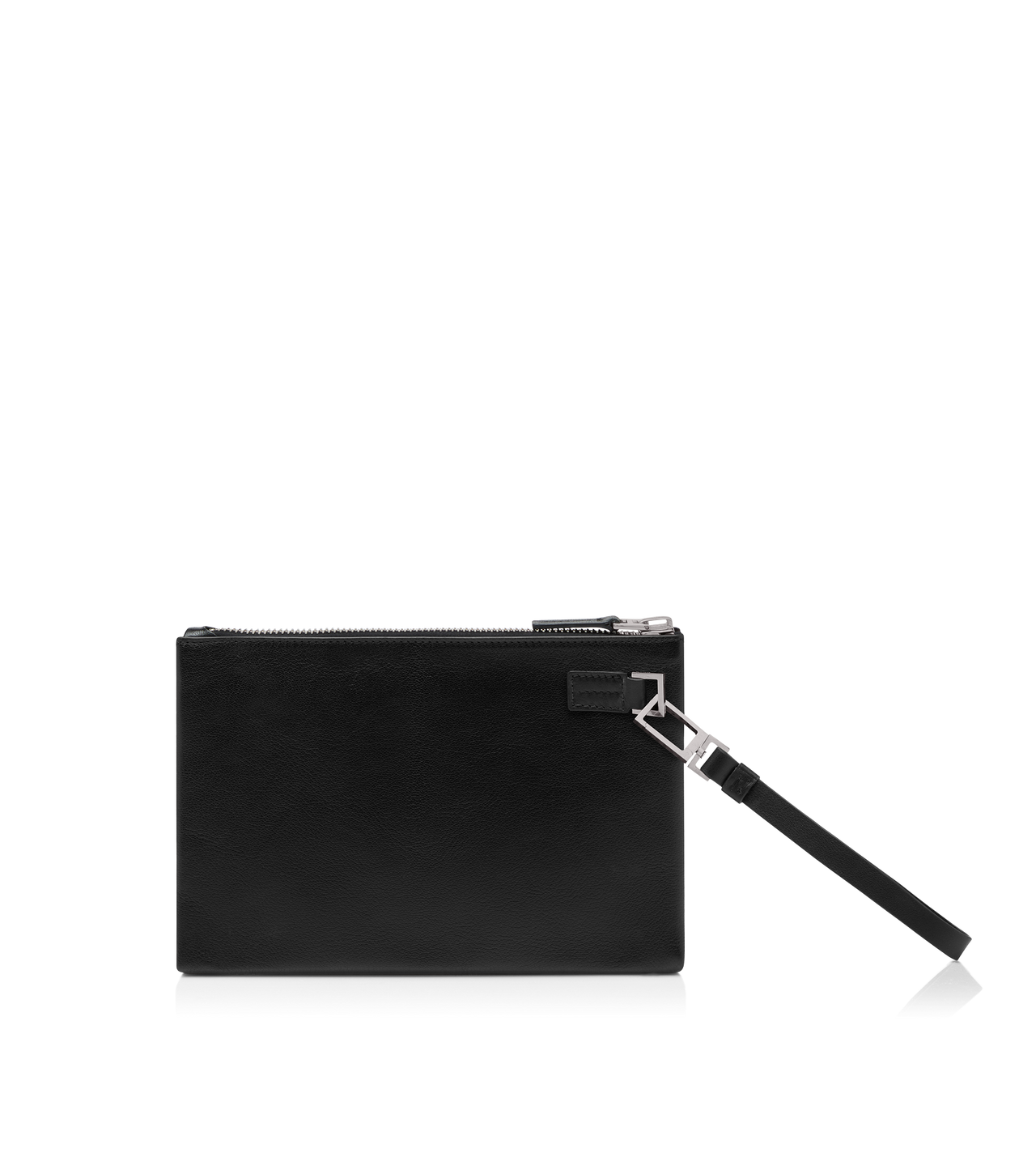 GRAIN LEATHER MINIMAL SLIM POUCH WITH WRISTLET image number 2